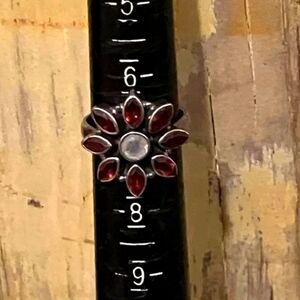 Nicky Butler 925 Garnett and moonstone ring
